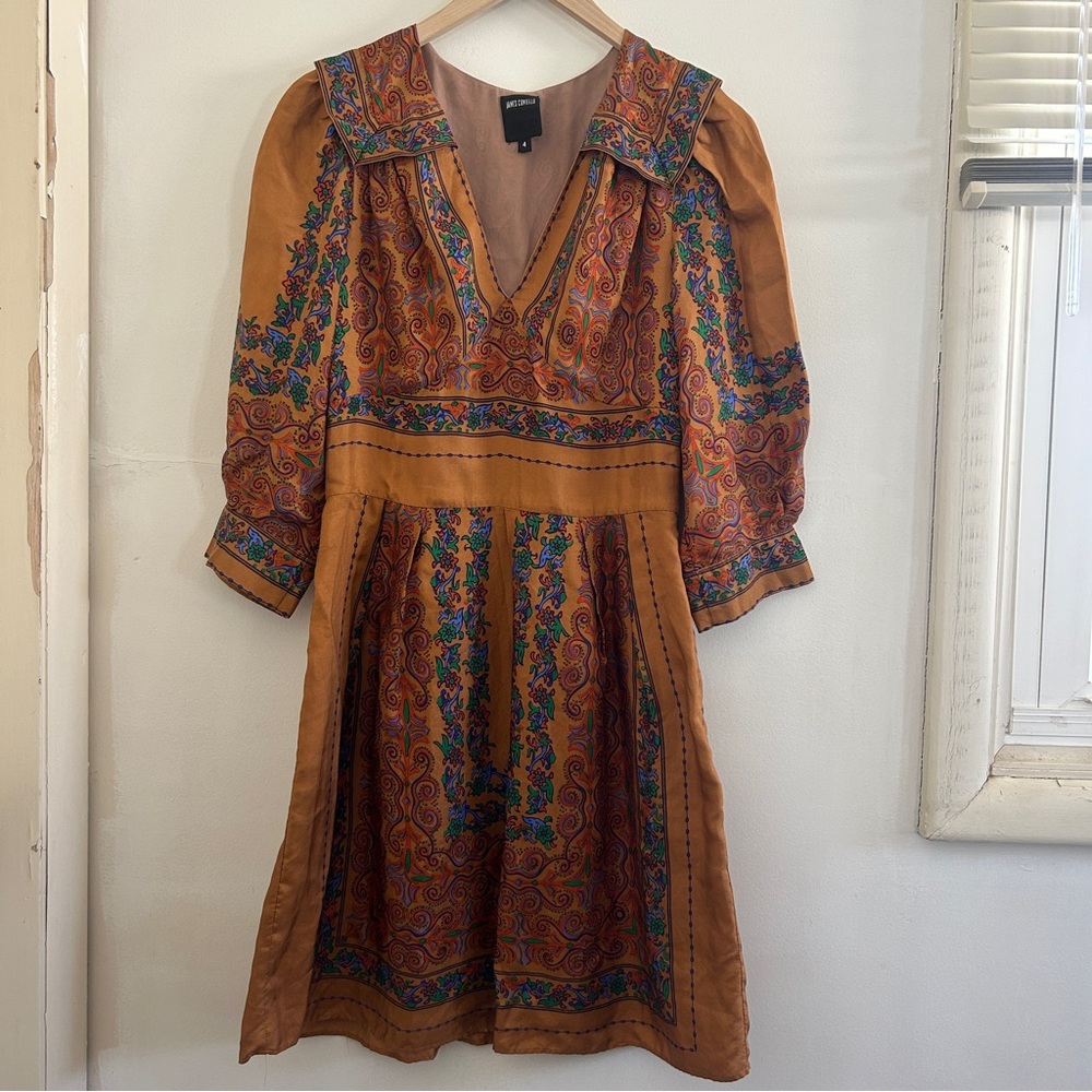 Anna Sui Bandana Print Silk Prairie Dress